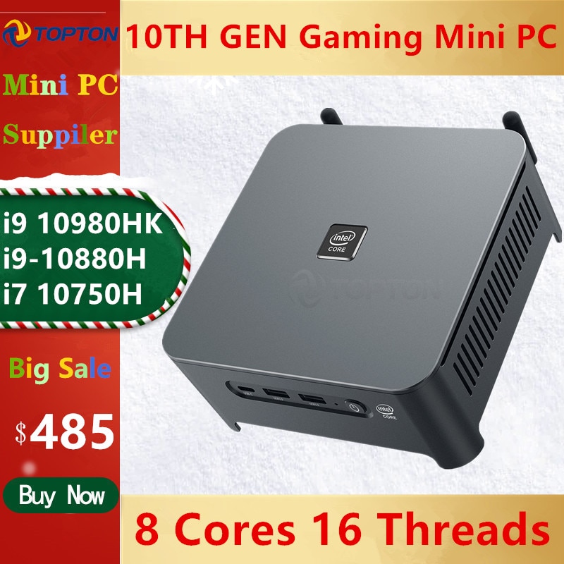 TOPTON 10th Gen Core i9 10980HK i7 10750H ̴ PC 2 Lans Windows 10 2 * DDR4 2 * NVMe ӿ ǻ DP HDMI Type-C 3x4K ÷
